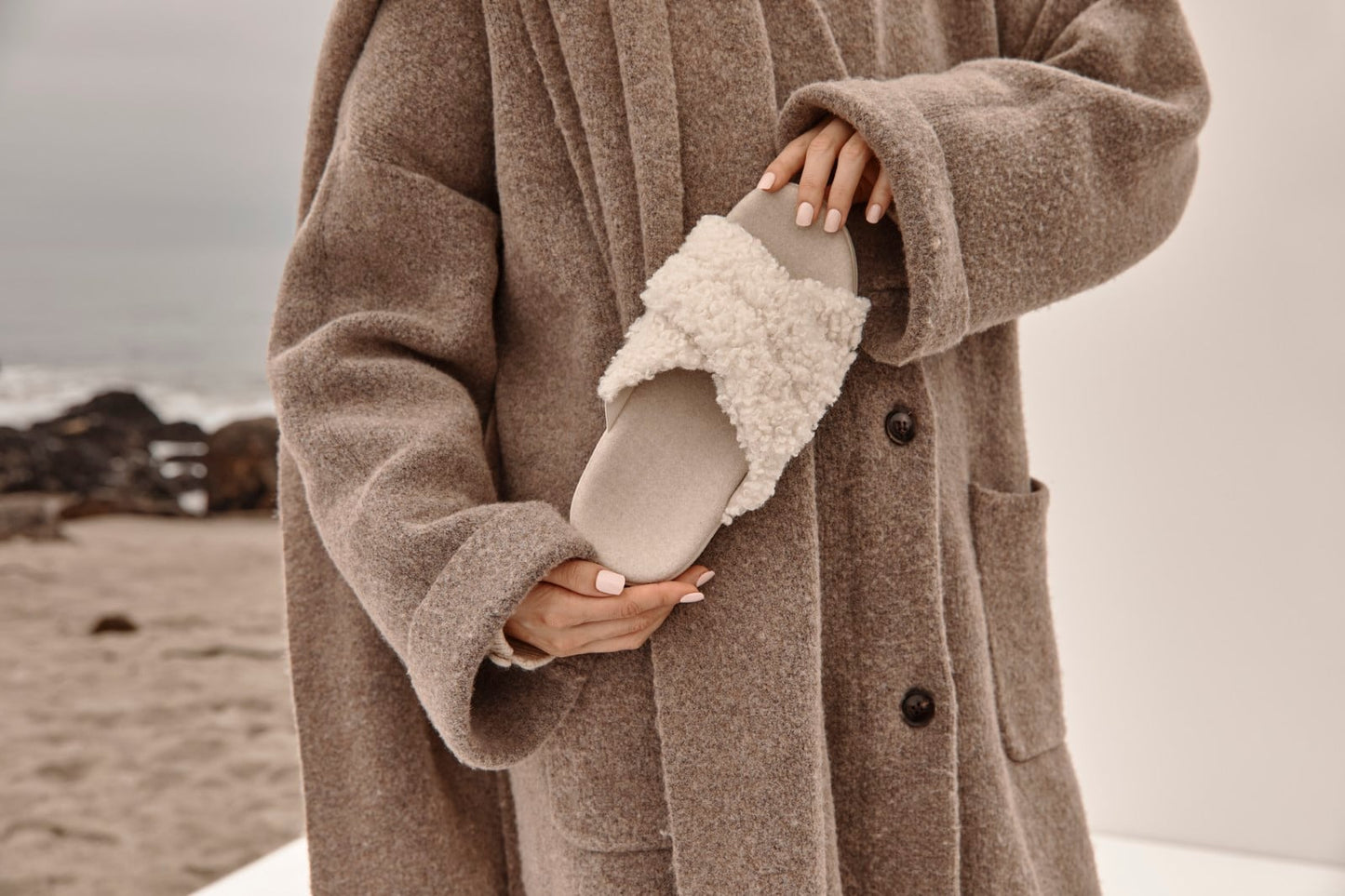 Vionic Relax Ii womens Slide Slipper - Cream Shearling - 0181-med