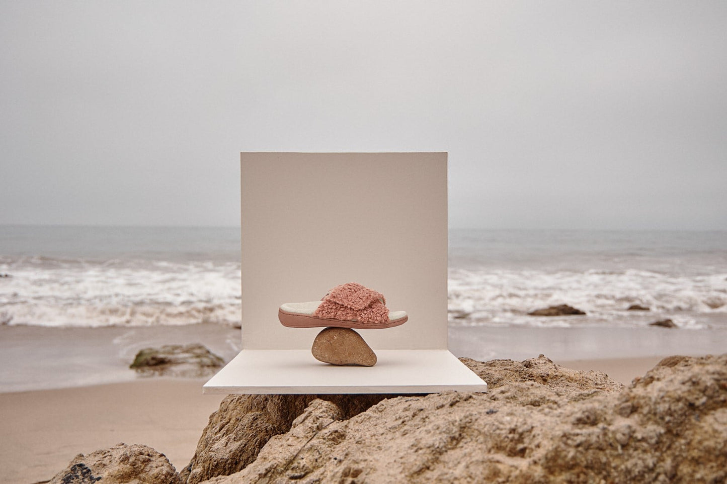 Vionic Relax II Women's Orthotic Slide Slippers - Cinder Rose Shearling - RELAX II-J0895F1650-CINDER ROSE-Rock-med