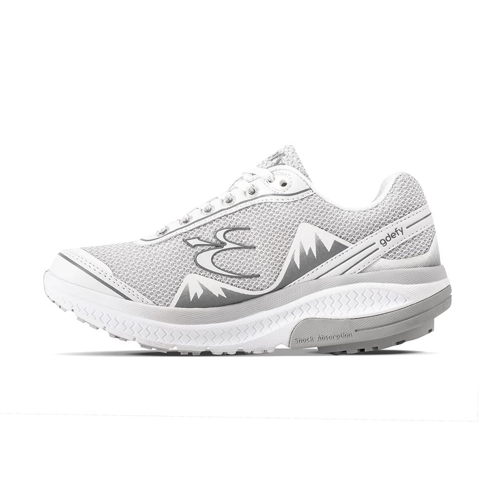 Gravity Defyer Women's GDEFY Mighty Walk Athletic Shoes - White/Silver - side view 2