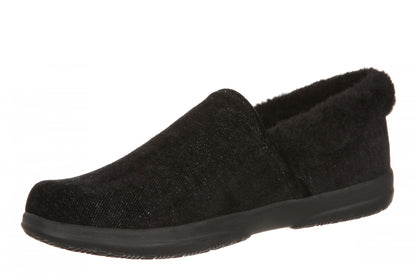Vionic Clare Slipper - Women's Cozy Orthotic Arch Support Slippers - Black - Left angle