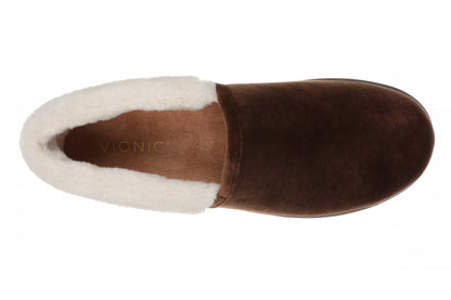 Vionic Clare Slipper - Women's Cozy Orthotic Arch Support Slippers - Chocolate - Top