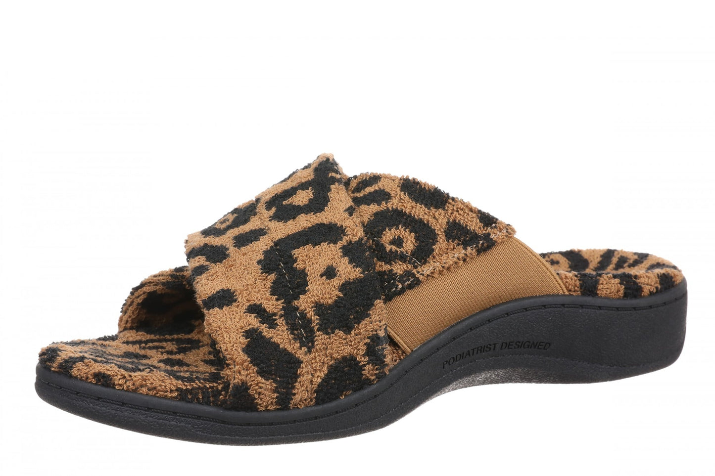 Vionic Relax II Women's Orthotic Slide Slippers - Brown Multi Terry - Left angle