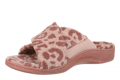 Vionic Relax II Women's Orthotic Slide Slippers - Pink Multi Terry - Left angle
