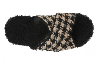 Vionic Relax II Women's Orthotic Slide Slippers - Black/cream Houndstooth - Top