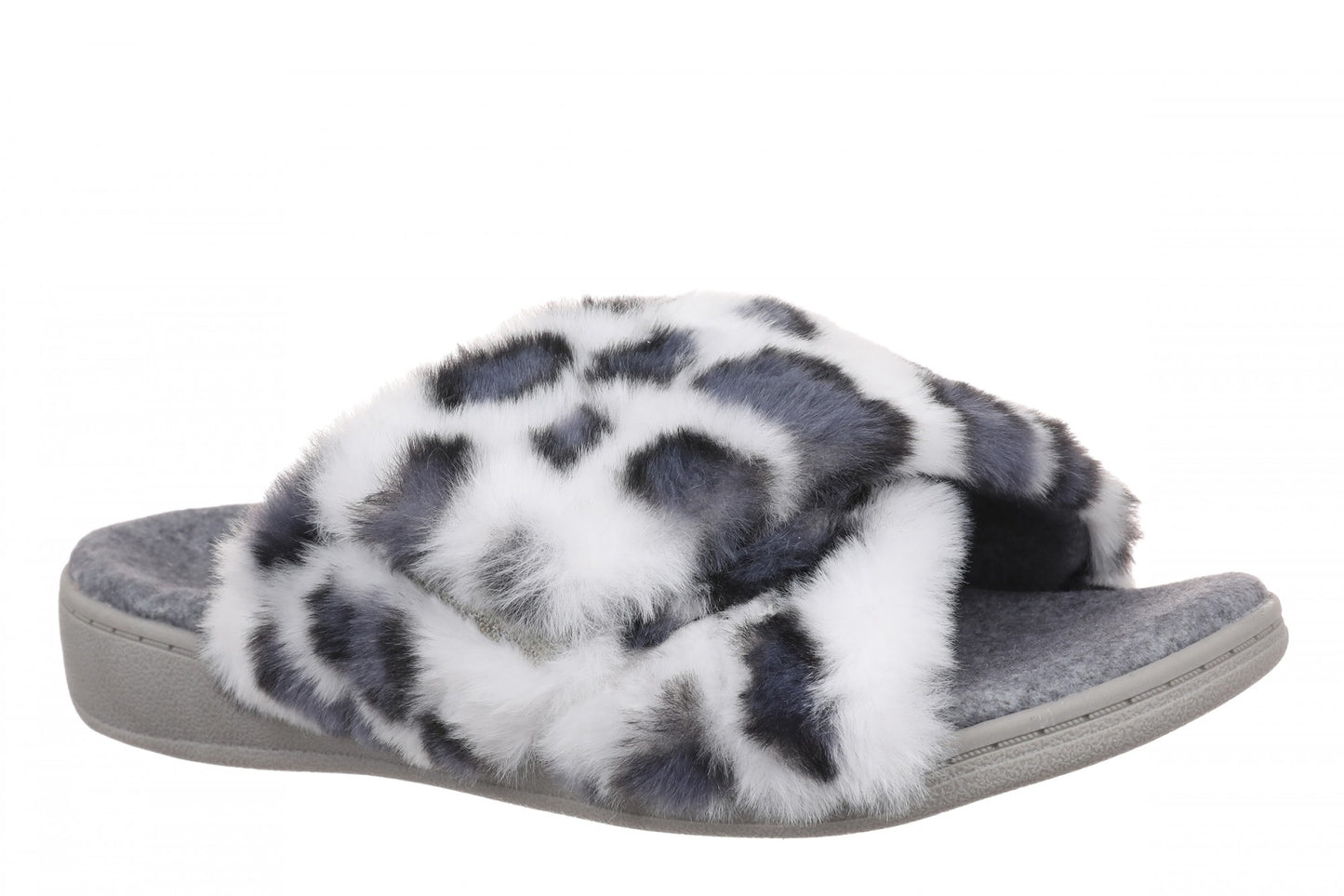 Vionic Relax II Women's Orthotic Slide Slippers - White Multi Leopard - Angle main