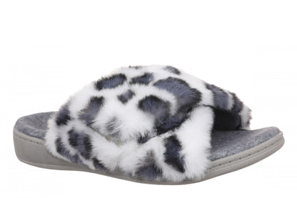 Vionic Relax II Women's Orthotic Slide Slippers - White Multi Leopard - Angle main