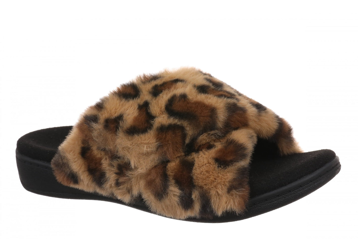 Vionic Relax II Women's Orthotic Slide Slippers - Brown Multi Leopard - Angle main