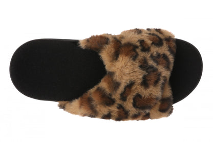 Vionic Relax II Women's Orthotic Slide Slippers - Brown Multi Leopard - Top