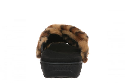 Vionic Relax II Women's Orthotic Slide Slippers - Brown Multi Leopard - Back