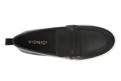 Vionic Chantel Women's Arch Support Slip-On Loafer Shoe - Black/Cream - Top
