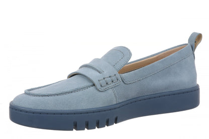 Vionic Chantel Women's Arch Support Slip-On Loafer Shoe - Vintage Blue Haze - Left angle