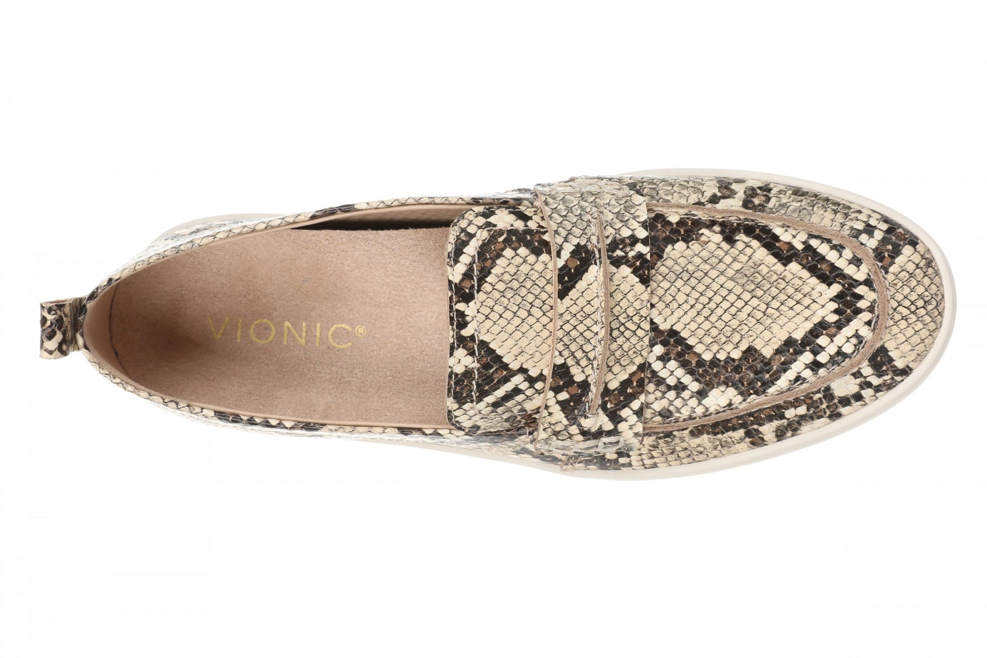 Vionic Chantel Women's Arch Support Slip-On Loafer Shoe - Ivory Multi - Top