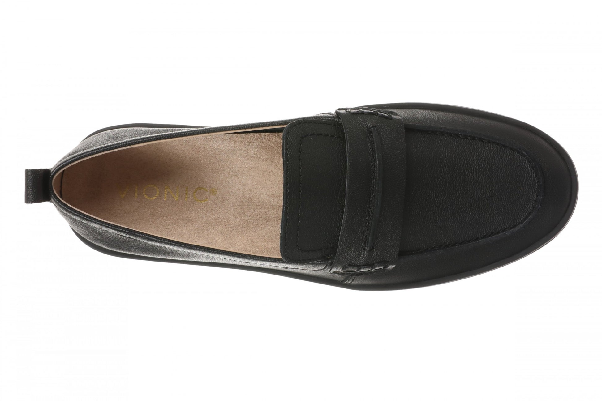 Vionic Chantel Women's Arch Support Slip-On Loafer Shoe - Black/Black - Top