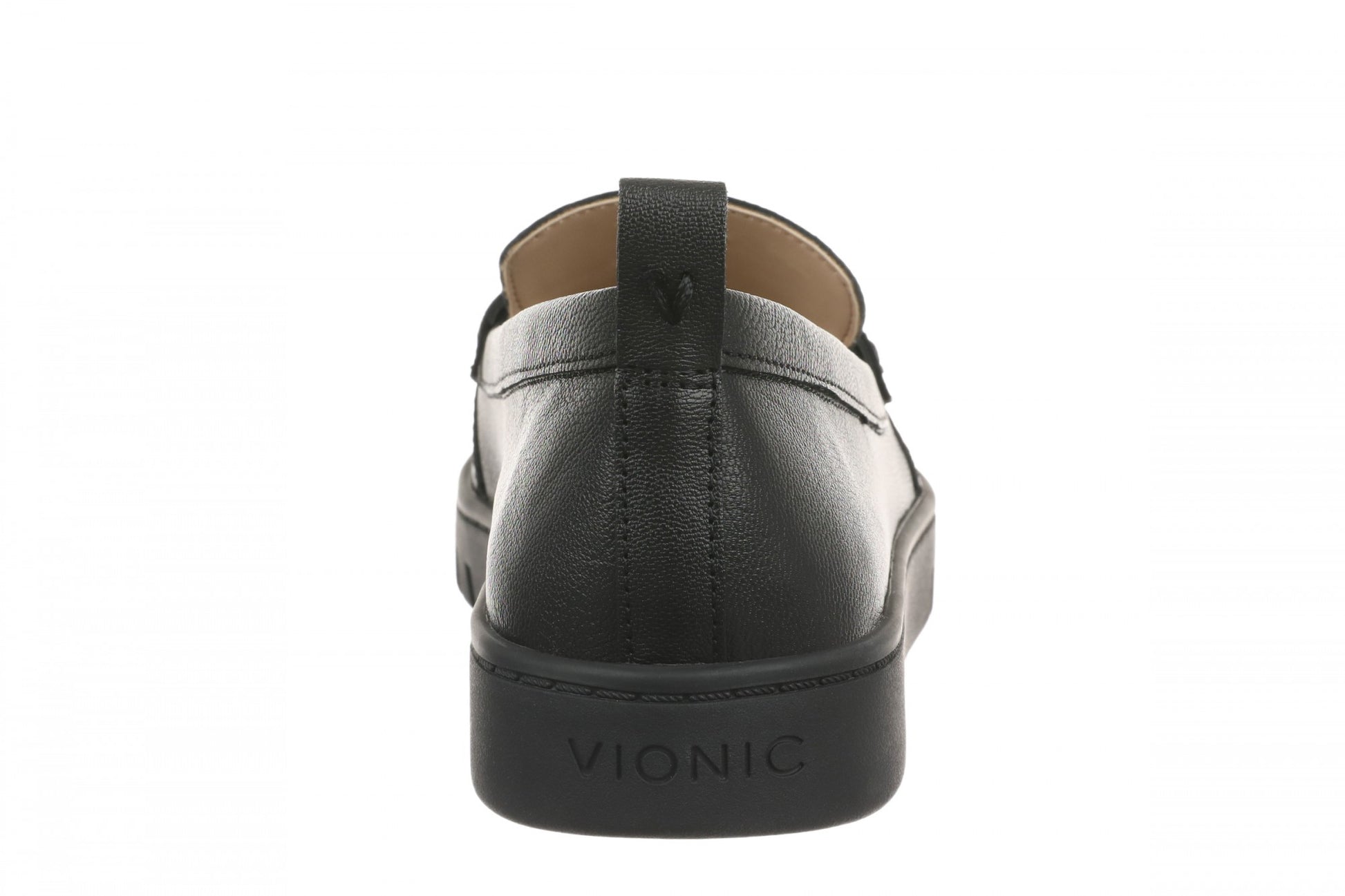 Vionic Chantel Women's Arch Support Slip-On Loafer Shoe - Black/Black - Back