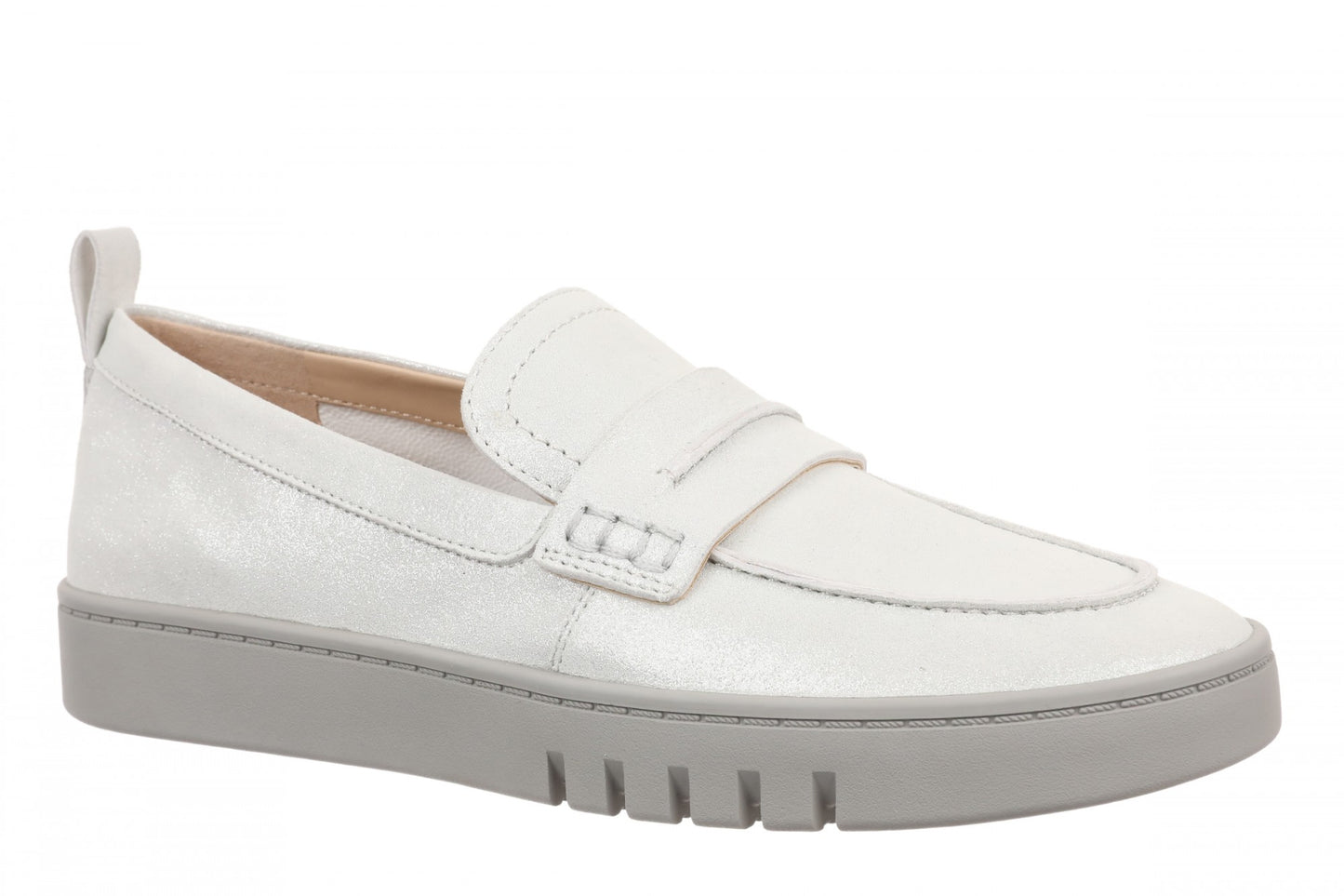 Vionic Chantel Women's Arch Support Slip-On Loafer Shoe - Silver - Angle main