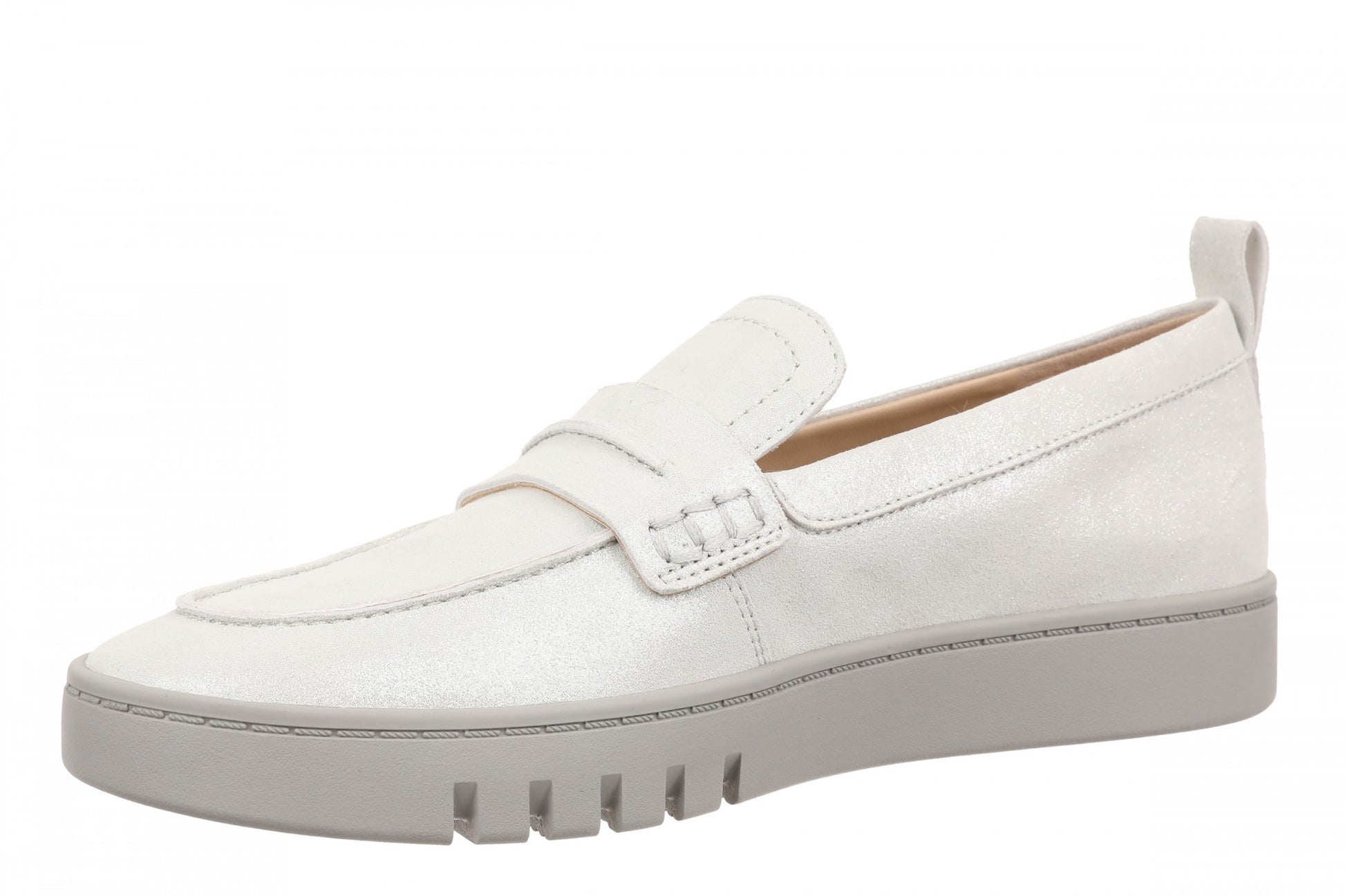 Vionic Chantel Women's Arch Support Slip-On Loafer Shoe - Silver - Left angle