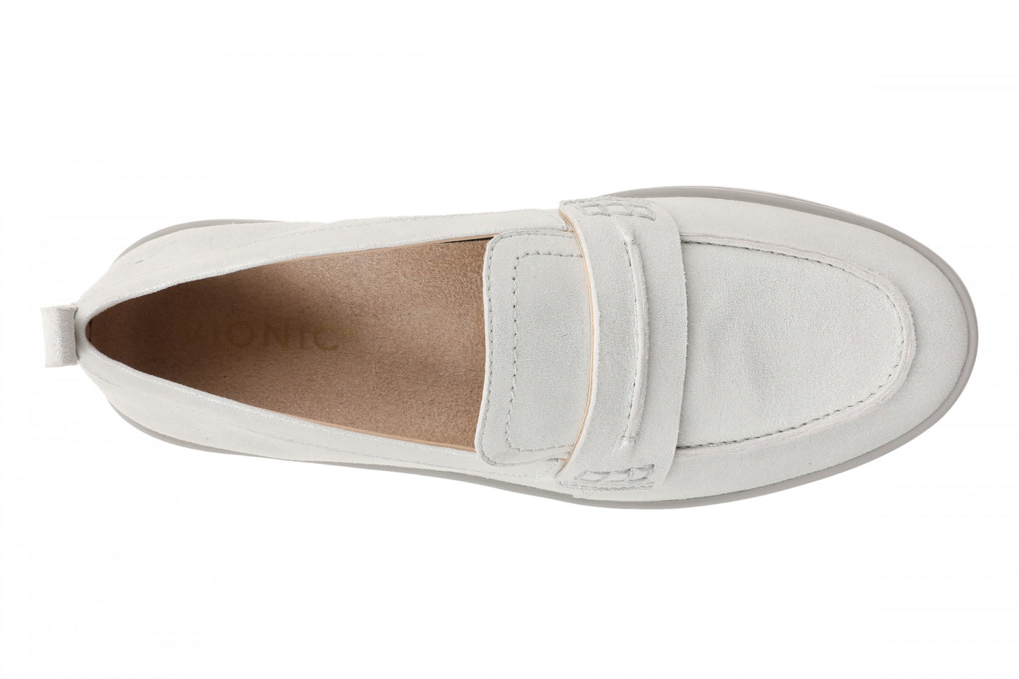 Vionic Chantel Women's Arch Support Slip-On Loafer Shoe - Silver - Top