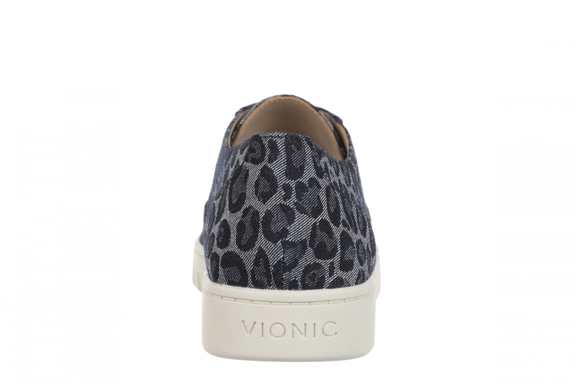 Vionic Callie Womens Loafer Slip On Hybrid Oxford - Women's Comfortable Hybrid Loafer - Leopard Pattern Denim - Back