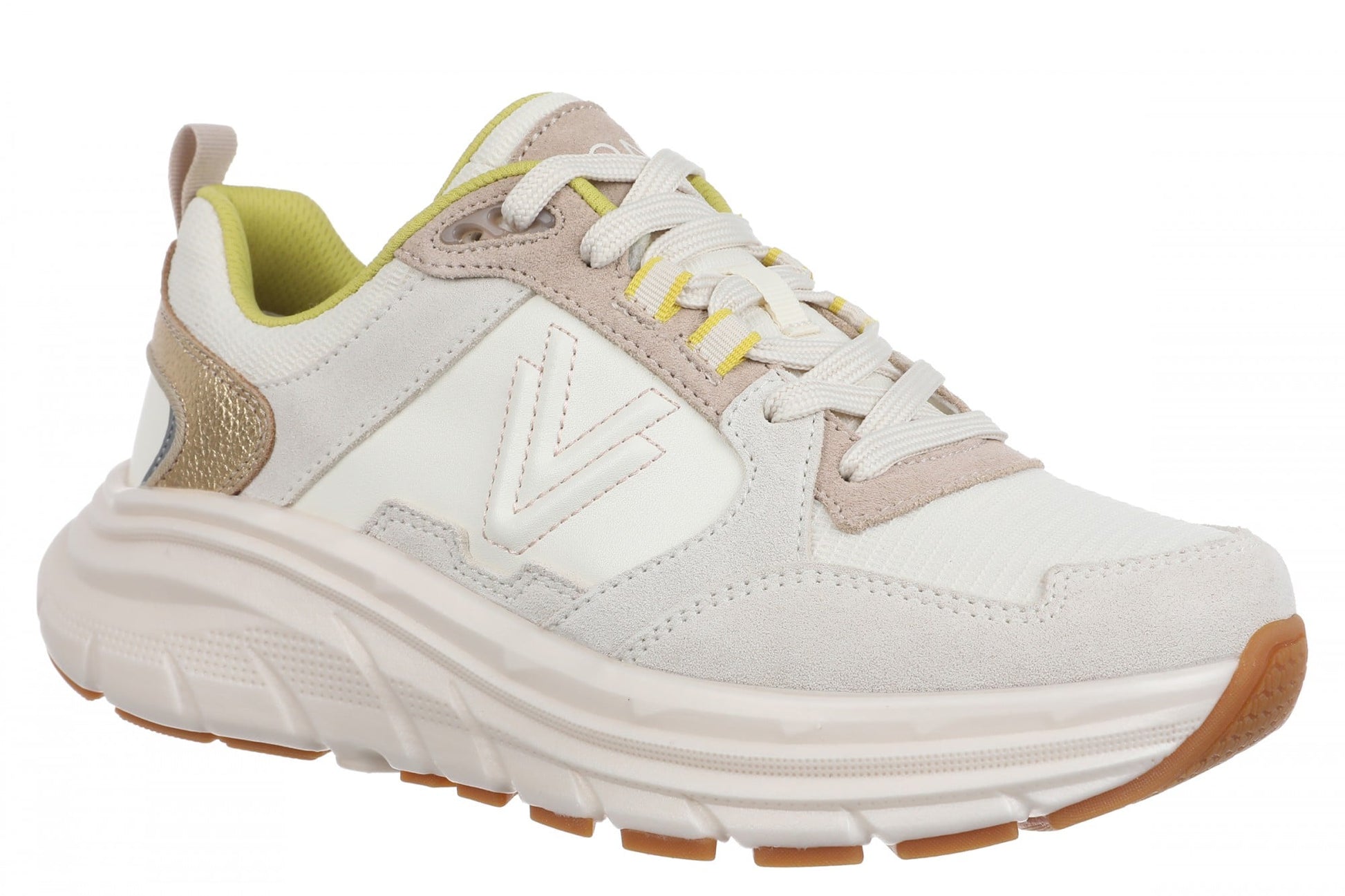 Vionic Walk Max Skyline - Women's Comfort Walking Shoe - Ivory/gold - Angle main