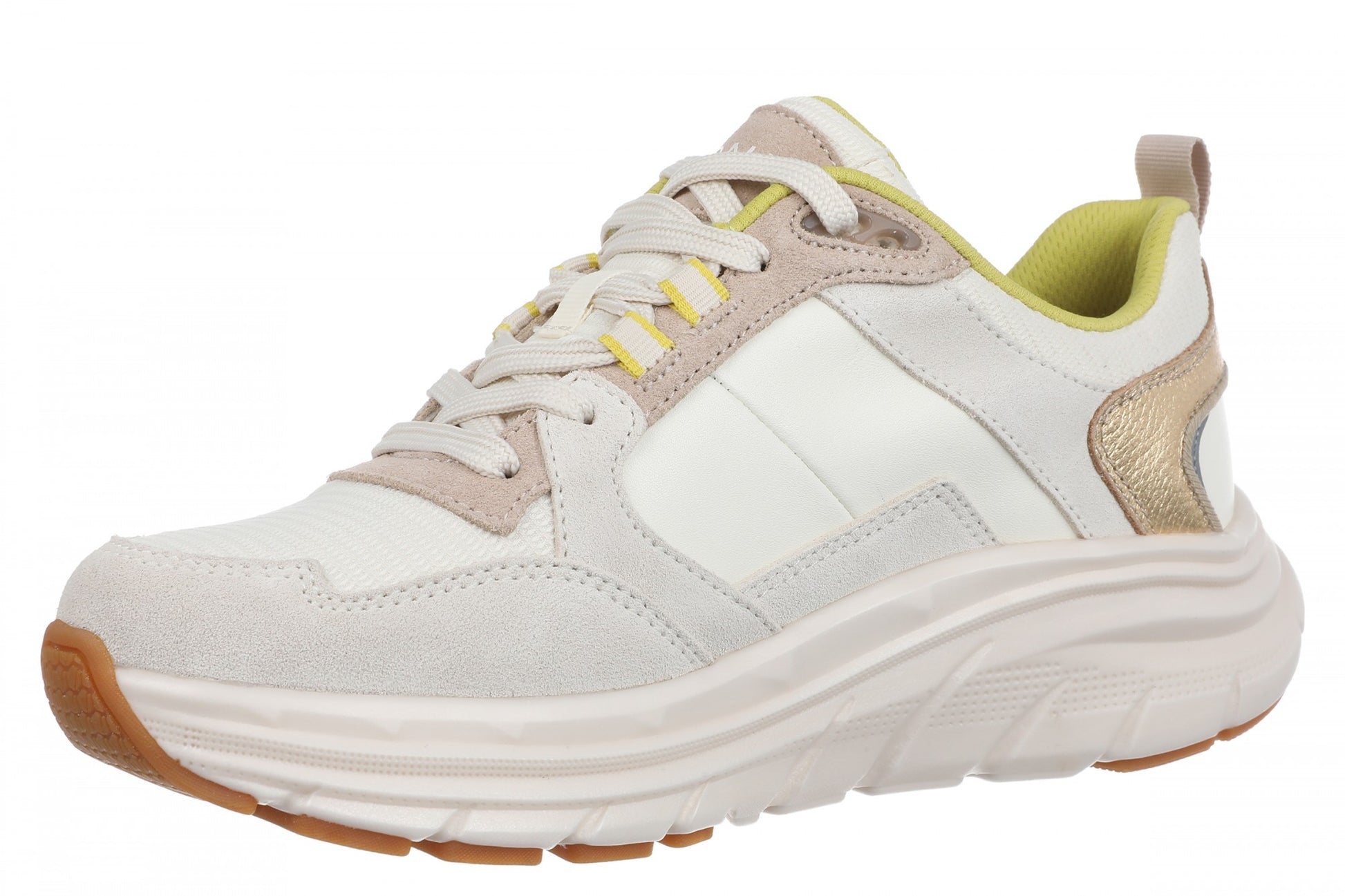 Vionic Walk Max Skyline - Women's Comfort Walking Shoe - Ivory/gold - Left angle