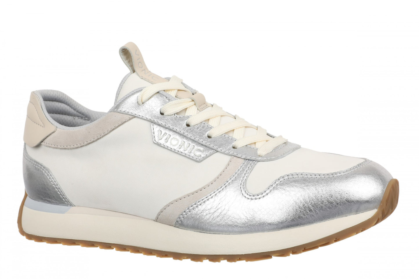 Vionic Monarch Women's Orthotic Support Sneakers - Ivory/silver - Angle main