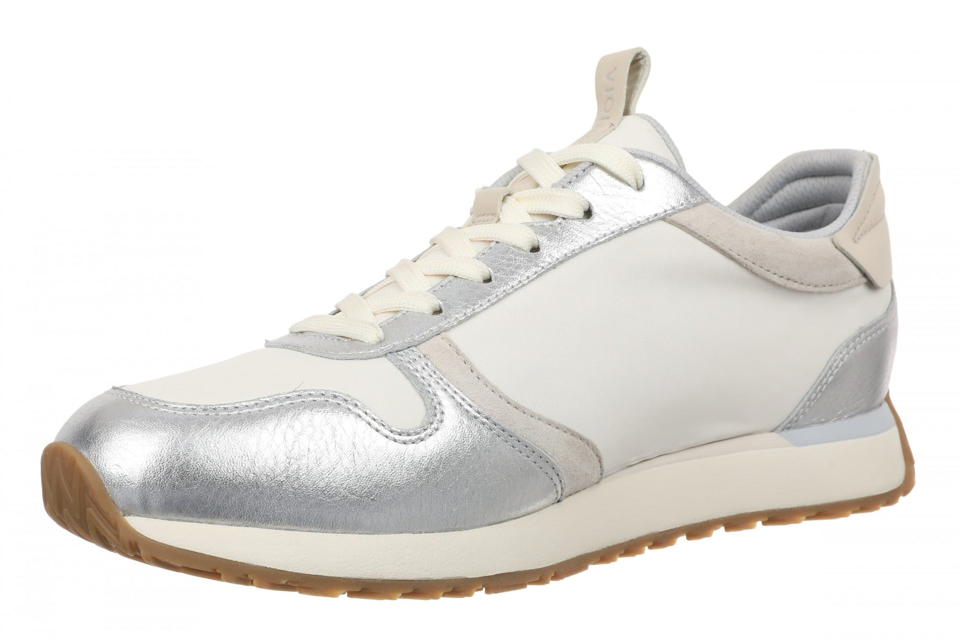 Vionic Monarch Women's Orthotic Support Sneakers - Ivory/silver - Left angle