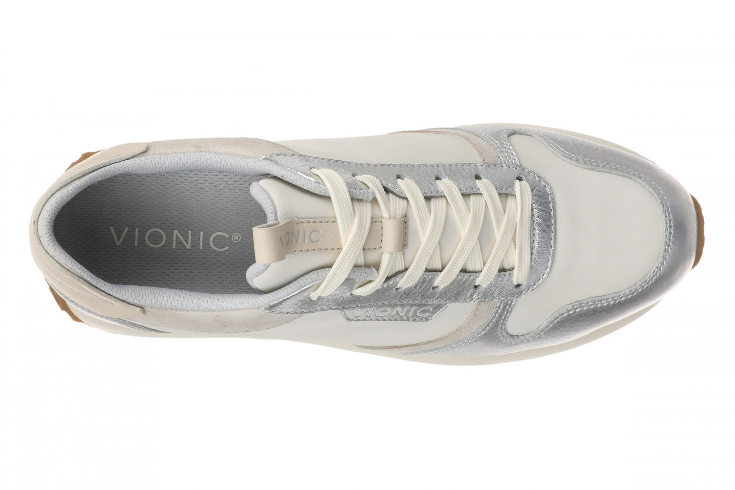 Vionic Monarch Women's Orthotic Support Sneakers - Ivory/silver - Top