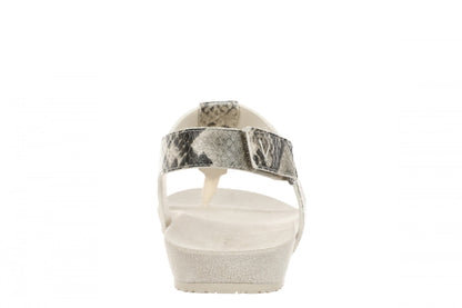 Vionic Palisades Women's Arch Support T-Strap Sandal - Cream Snake - Back