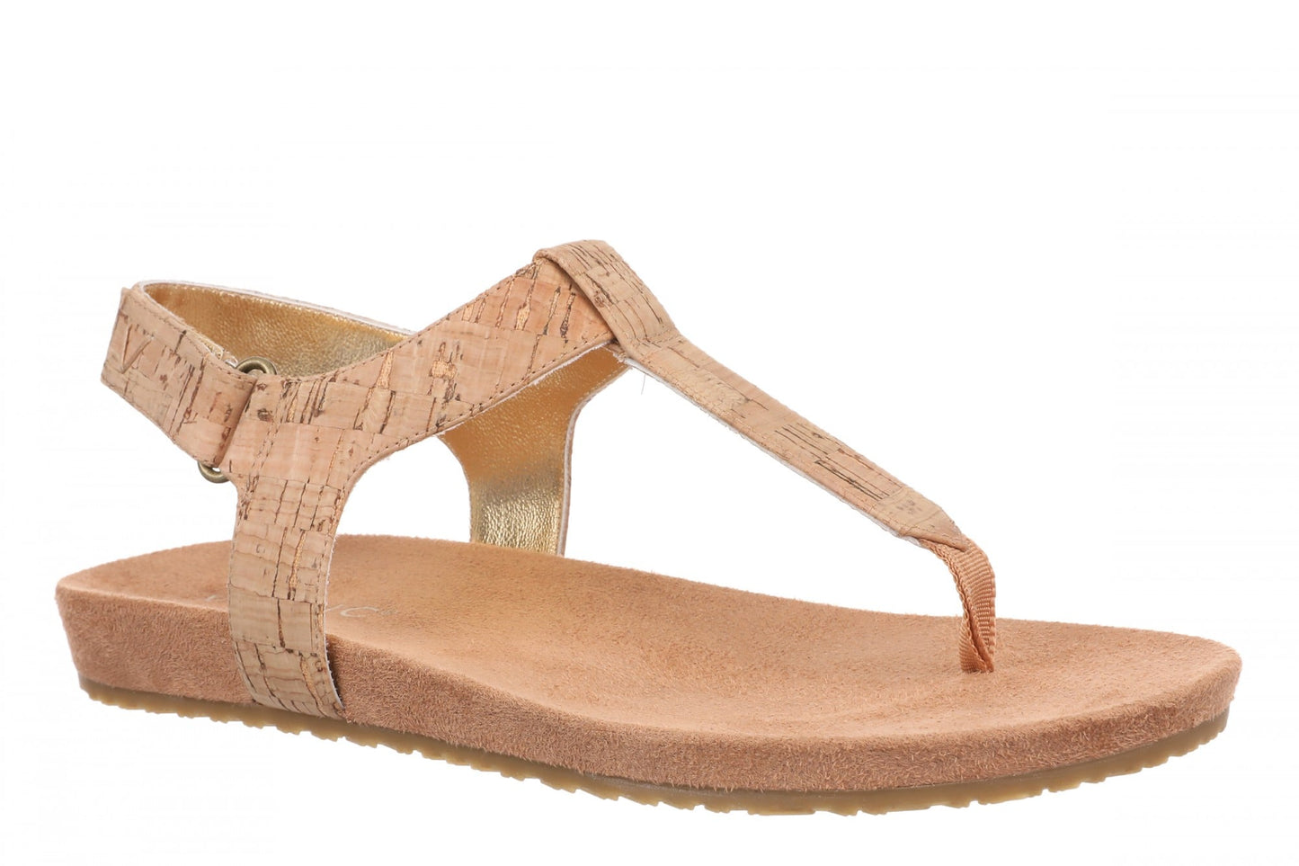 Vionic Palisades Women's Arch Support T-Strap Sandal - Gold Cork - Angle main