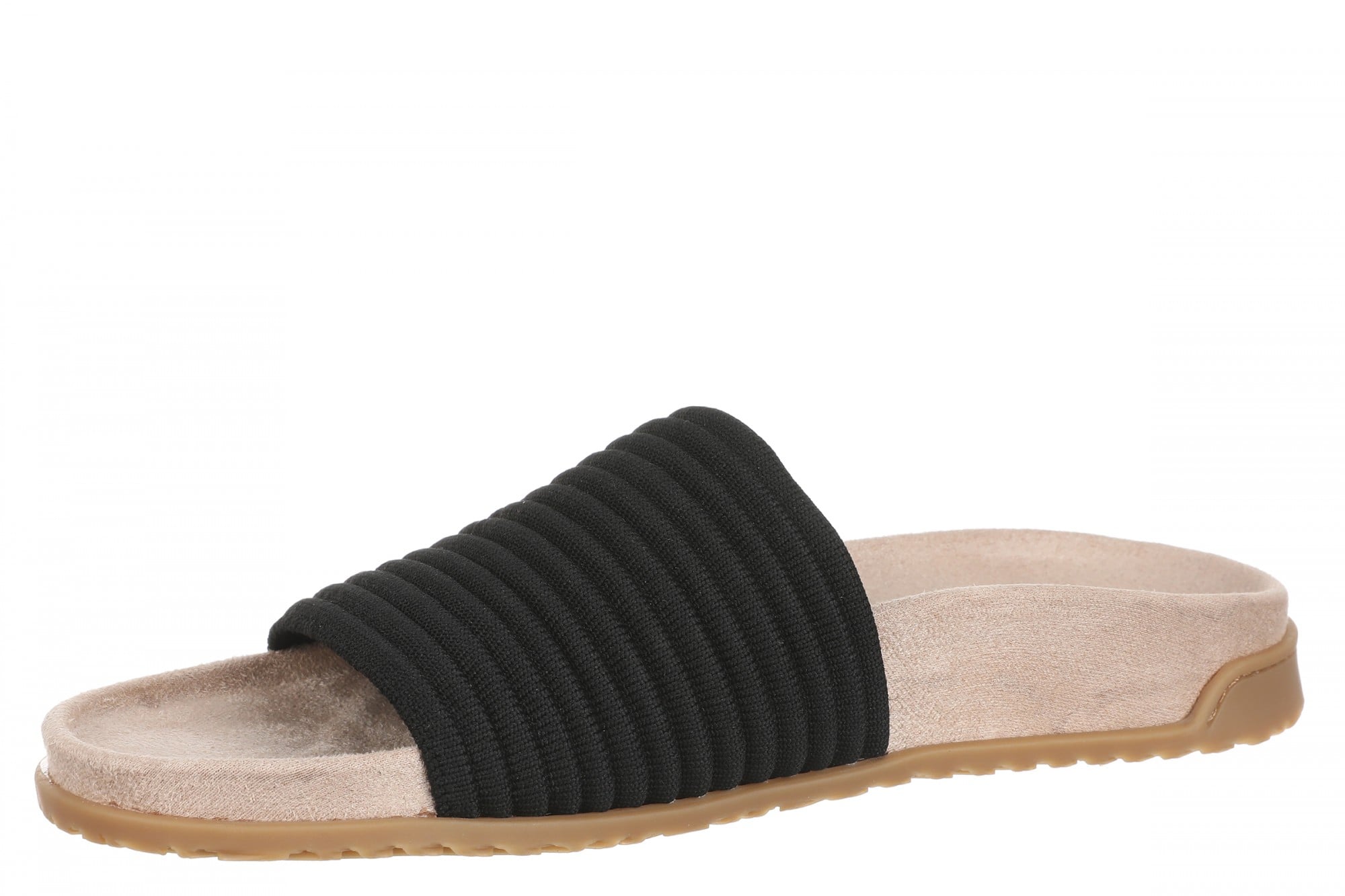 Vionic Evie Knit Women's Slide Arch Supportive Sandal - All Black - Left angle