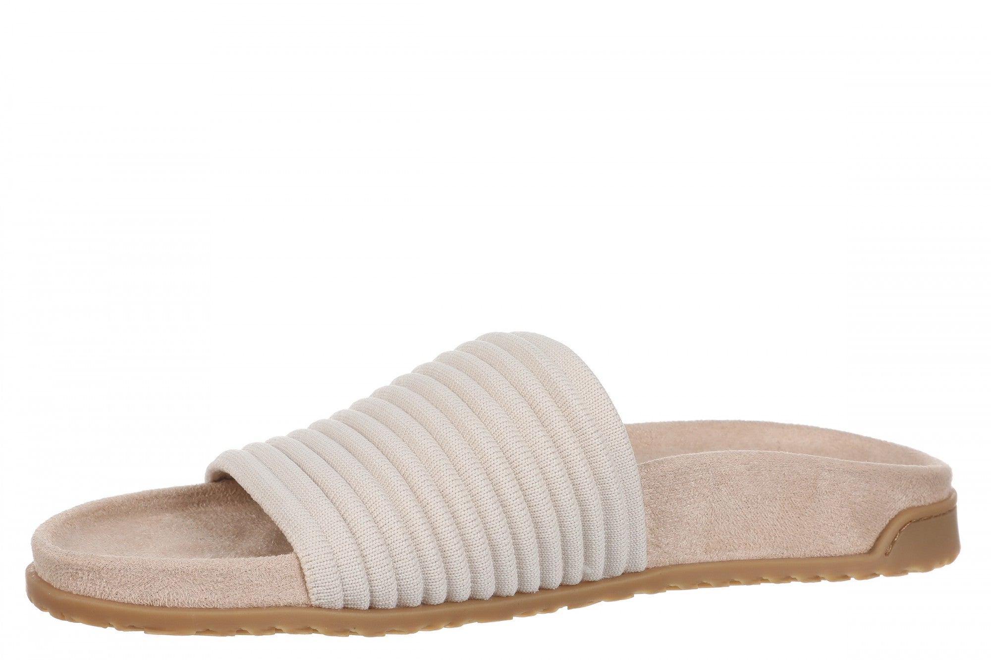 Vionic Evie Knit Women's Slide Arch Supportive Sandal - Cream - Left angle
