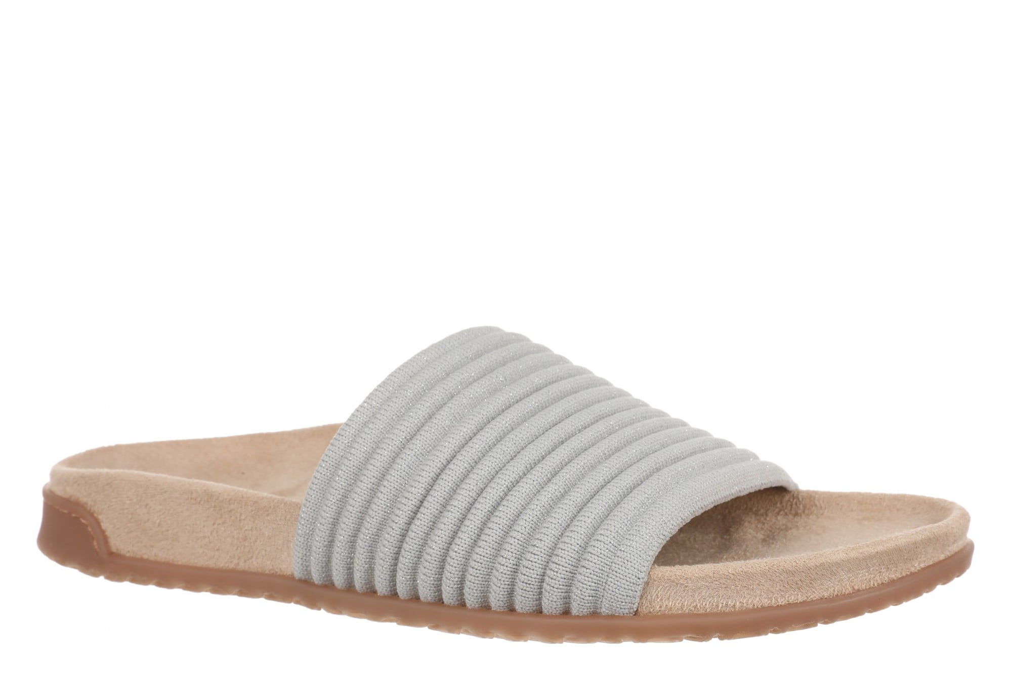 Vionic Evie Knit Women's Comfortable Supportive Slide Sandal - Vapor Grey/silver - Angle main