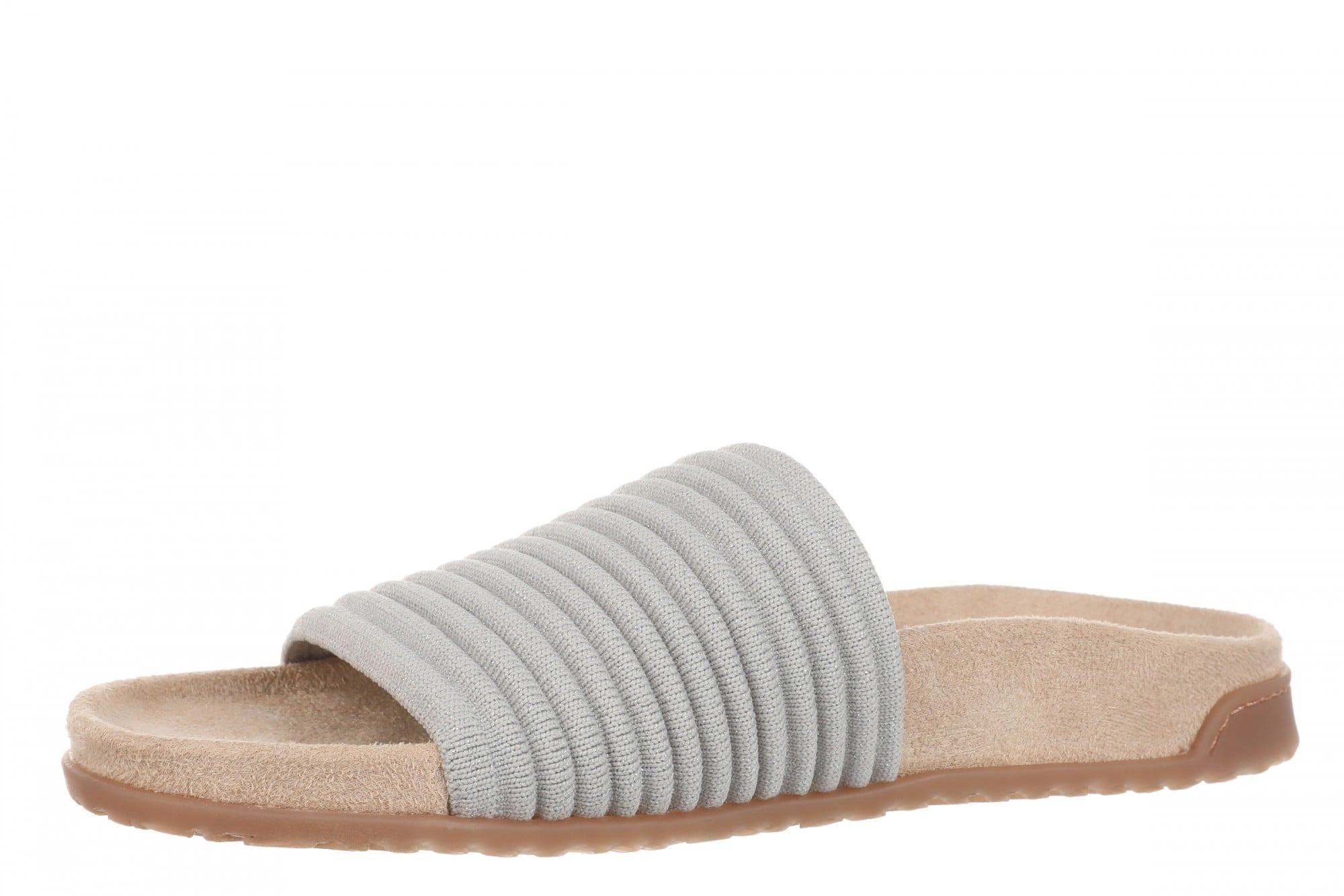 Vionic Evie Knit Women's Comfortable Supportive Slide Sandal - Vapor Grey/silver - Left angle