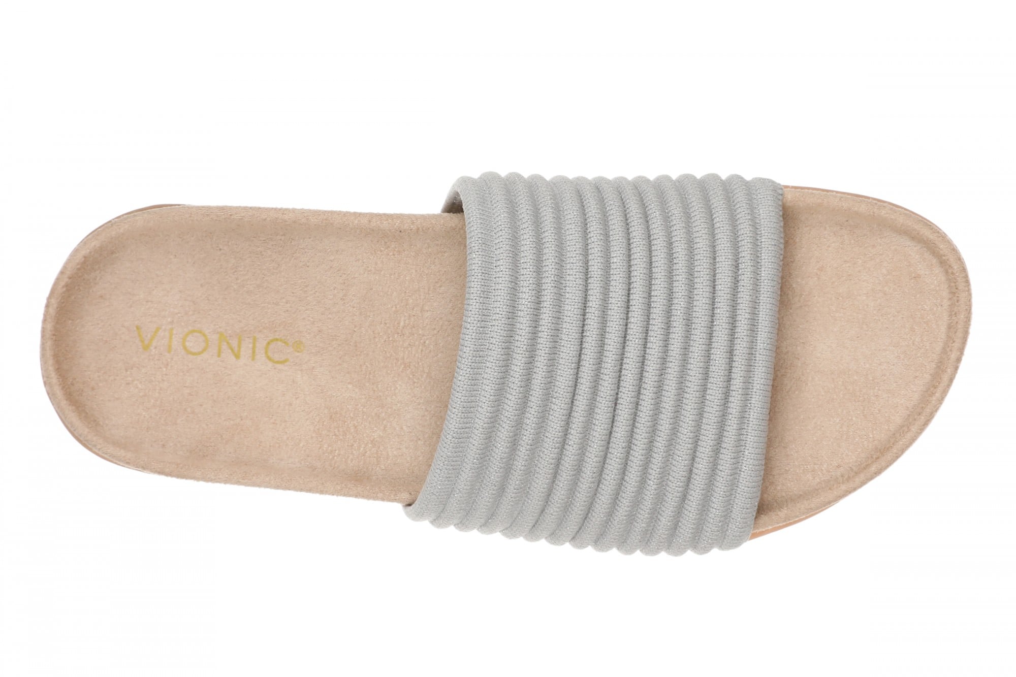 Vionic Evie Knit Women's Comfortable Supportive Slide Sandal - Vapor Grey/silver - Top