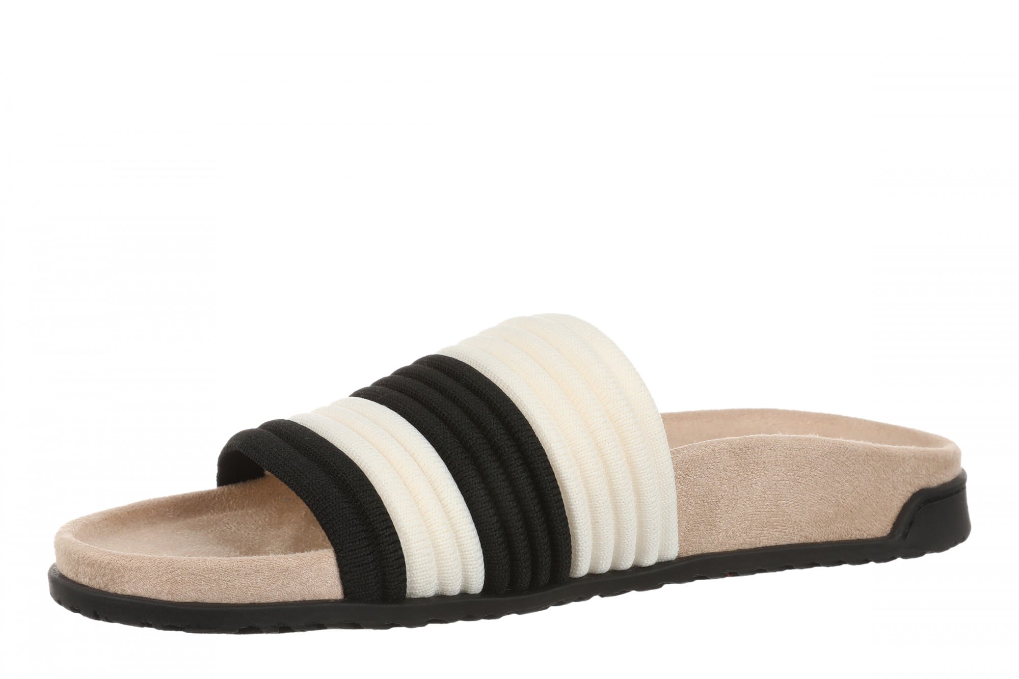 Vionic Evie Knit Women's Comfortable Supportive Slide Sandal - Black/ivory - Left angle