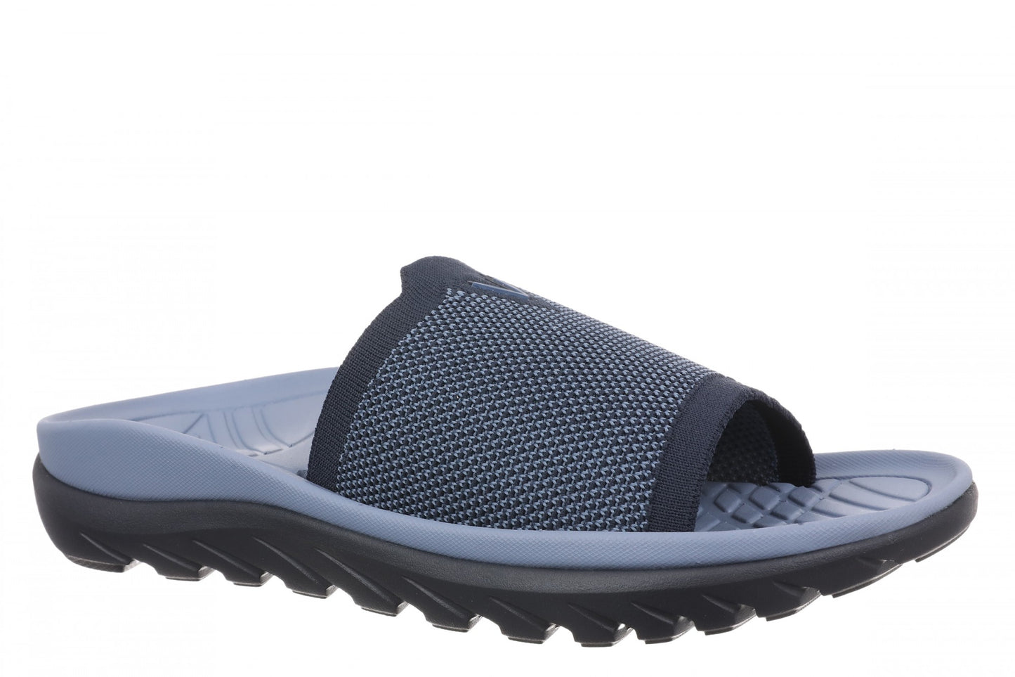 Vionic Haven RX Women's Recovery Slide Sandal - Orthotic Comfort & Arch Support Sandal - Navy Knit - Angle main
