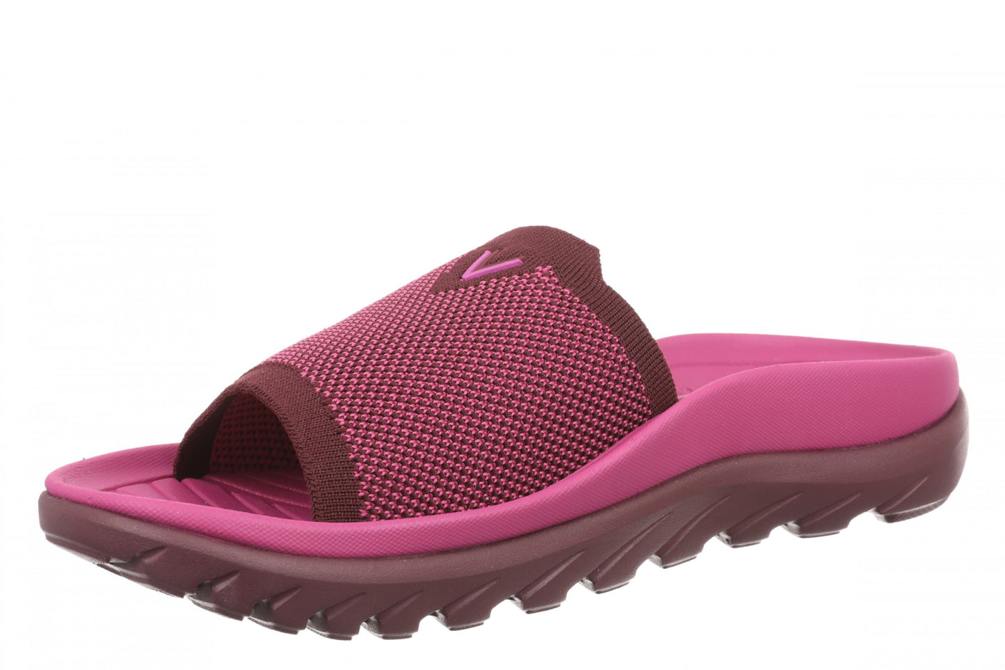 Vionic Haven RX Women's Recovery Slide Sandal - Orthotic Comfort & Arch Support Sandal - Cherry Jubilee - Left angle