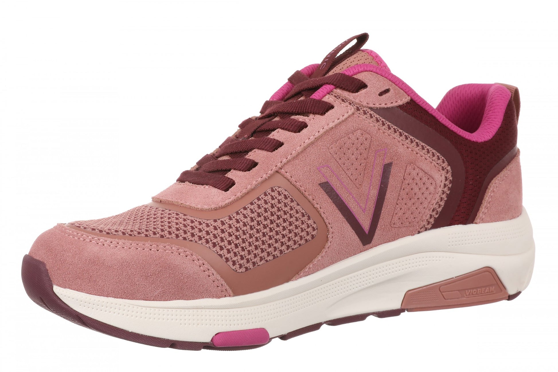 Vionic Walk Strider Knit - Women's Orthotic Arch Support Comfort Walking Shoes - Cinder Rose - Left angle