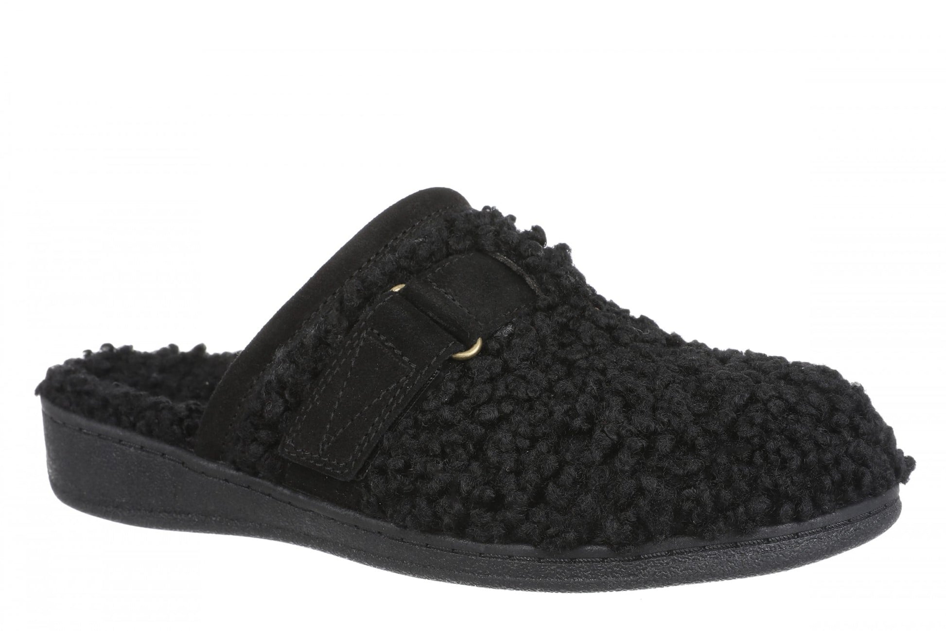 Vionic Izzy Women's Comfortable Orthotic Arch Support Mule Slipper - Black - Angle main