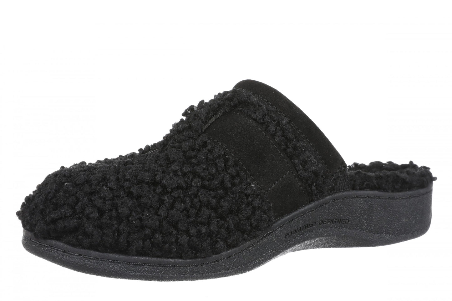 Vionic Izzy Women's Comfortable Orthotic Arch Support Mule Slipper - Black - Left angle