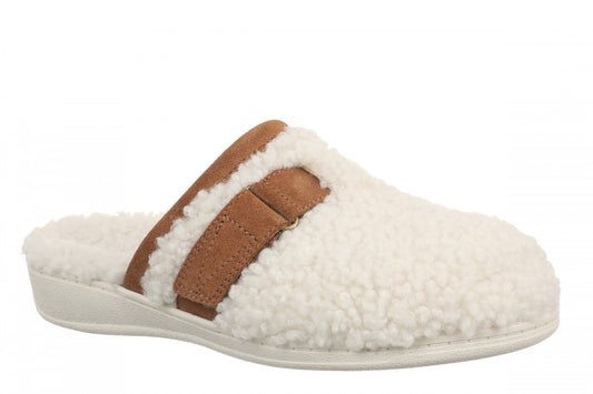 Vionic Izzy Women's Comfortable Orthotic Arch Support Mule Slipper - Cream - Angle main