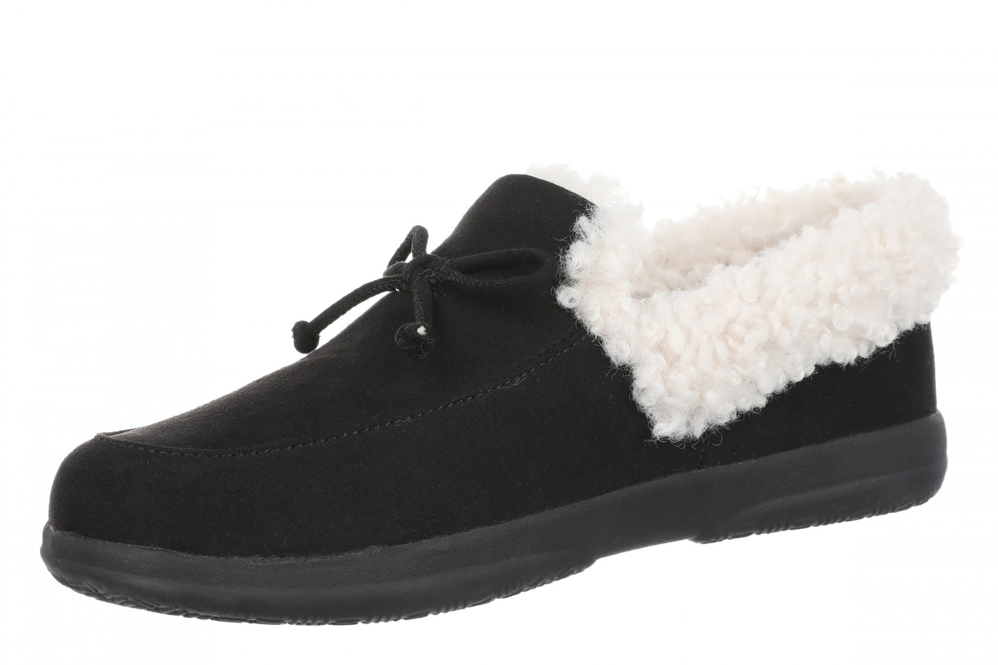 Vionic Claribel Slipper - Women's Cozy Orthotic Arch Support House Slipper - Black - Left angle