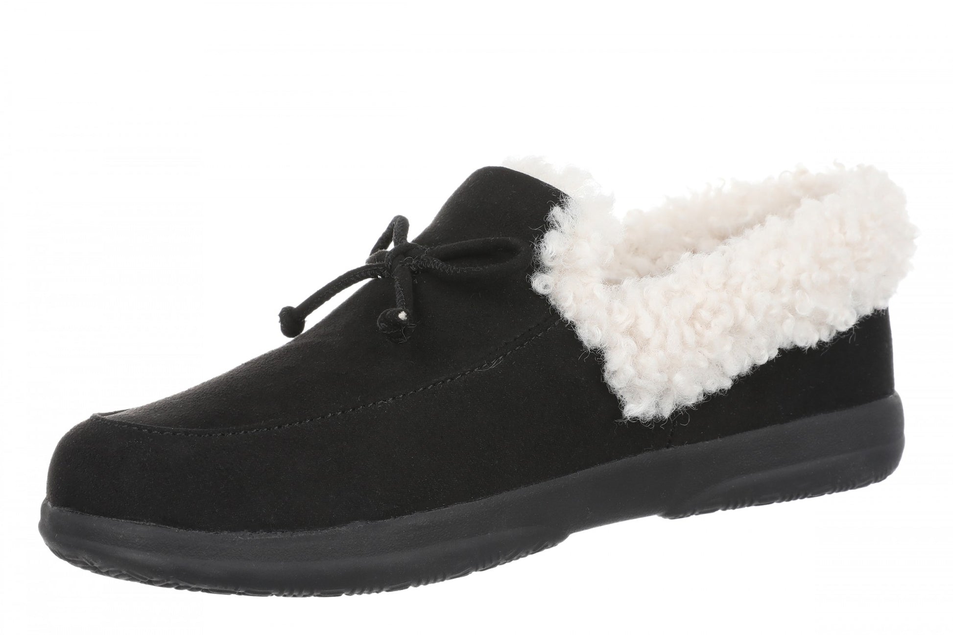 Vionic Claribel Slipper - Women's Cozy Orthotic Arch Support House Slipper - Black - Left angle