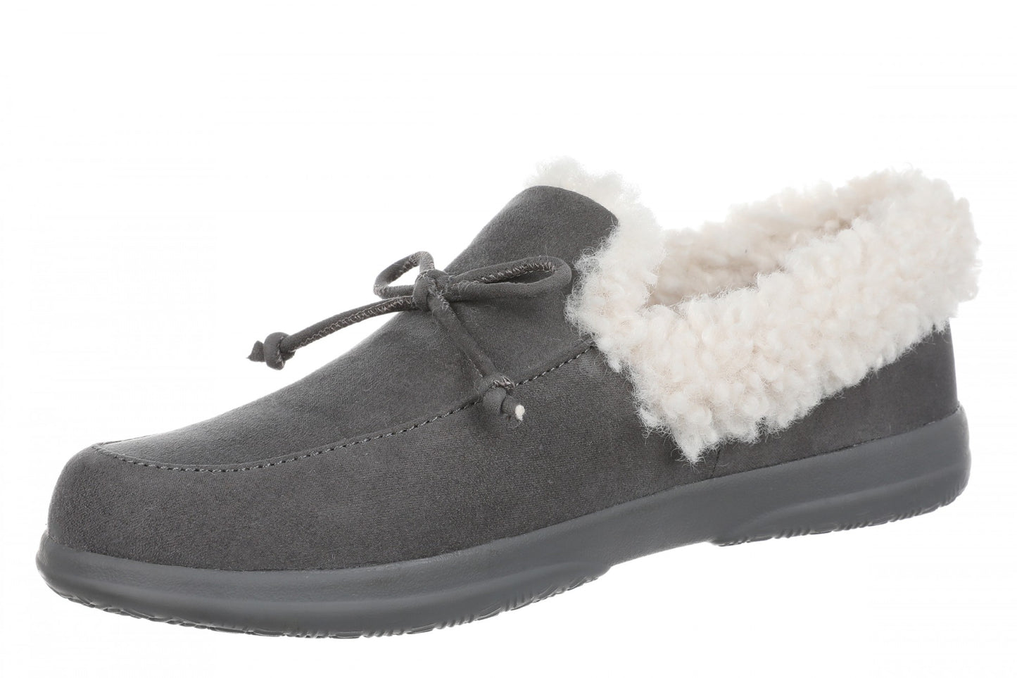 Vionic Claribel Slipper - Women's Cozy Orthotic Arch Support House Slipper - Slate Grey - Left angle