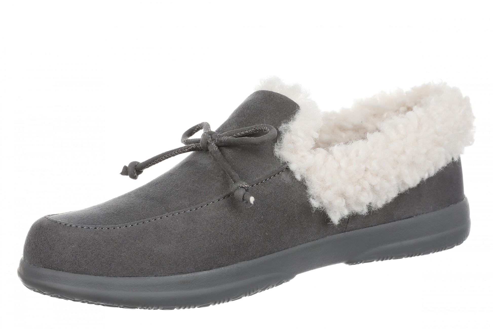 Vionic Claribel Slipper - Women's Cozy Orthotic Arch Support House Slipper - Slate Grey - Left angle