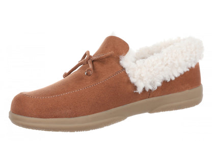 Vionic Claribel Slipper - Women's Cozy Orthotic Arch Support House Slipper - Tan - Left angle