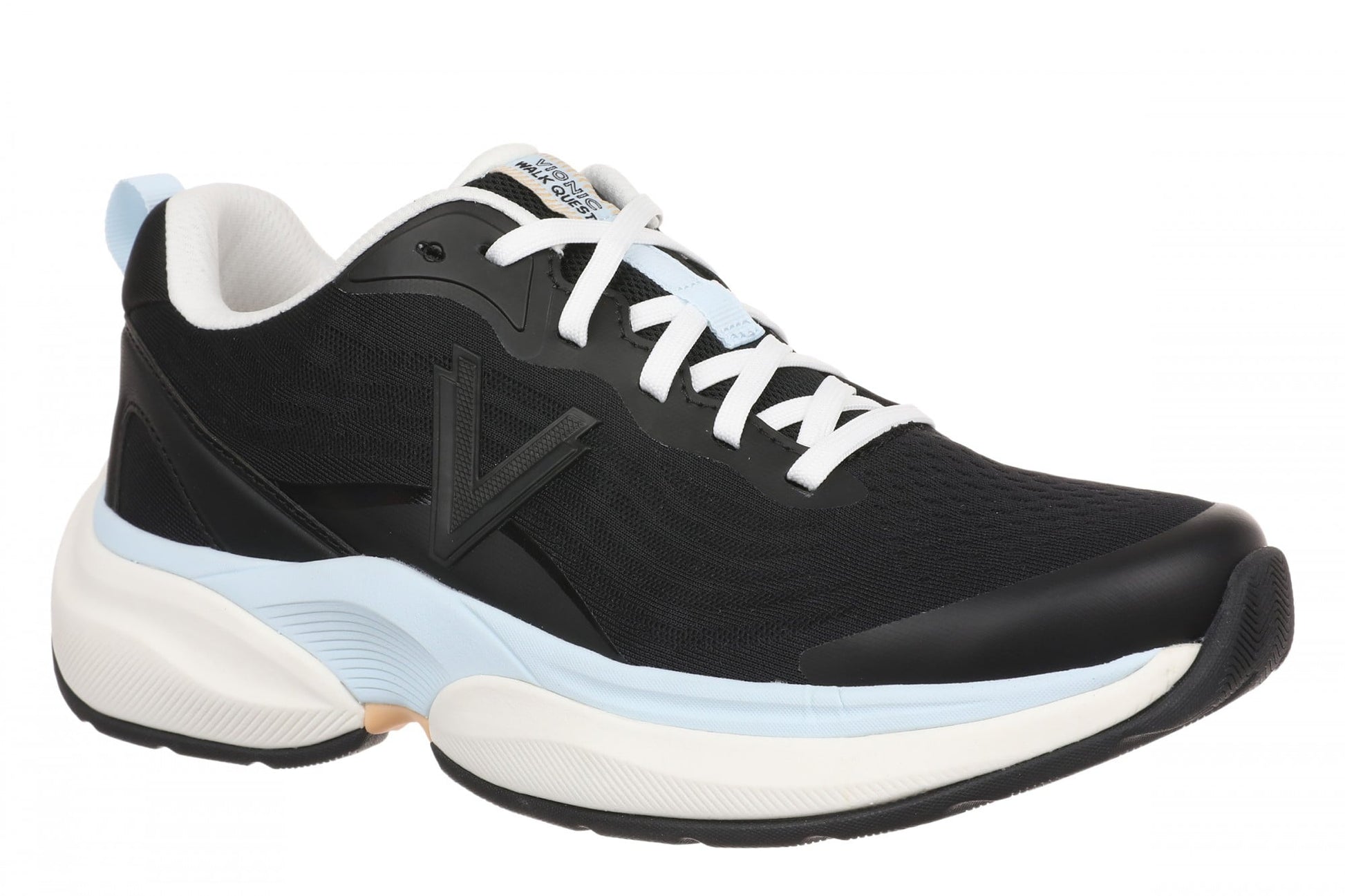 Vionic Walk Quest Women's Lightweight Comfort Orthotic Arch Support Walking Shoes - Black - Angle main
