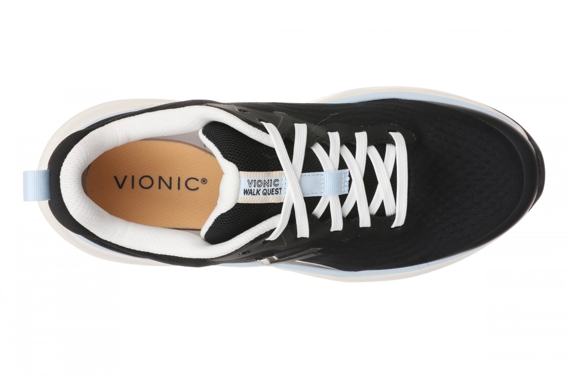Vionic Walk Quest Women's Lightweight Comfort Orthotic Arch Support Walking Shoes - Black - Top