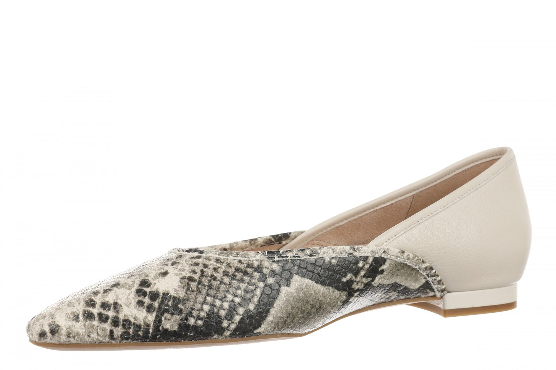 Vionic Gracia Women's Comfort Ballerina Shoe with Arch Support - Cream Snake - Left angle