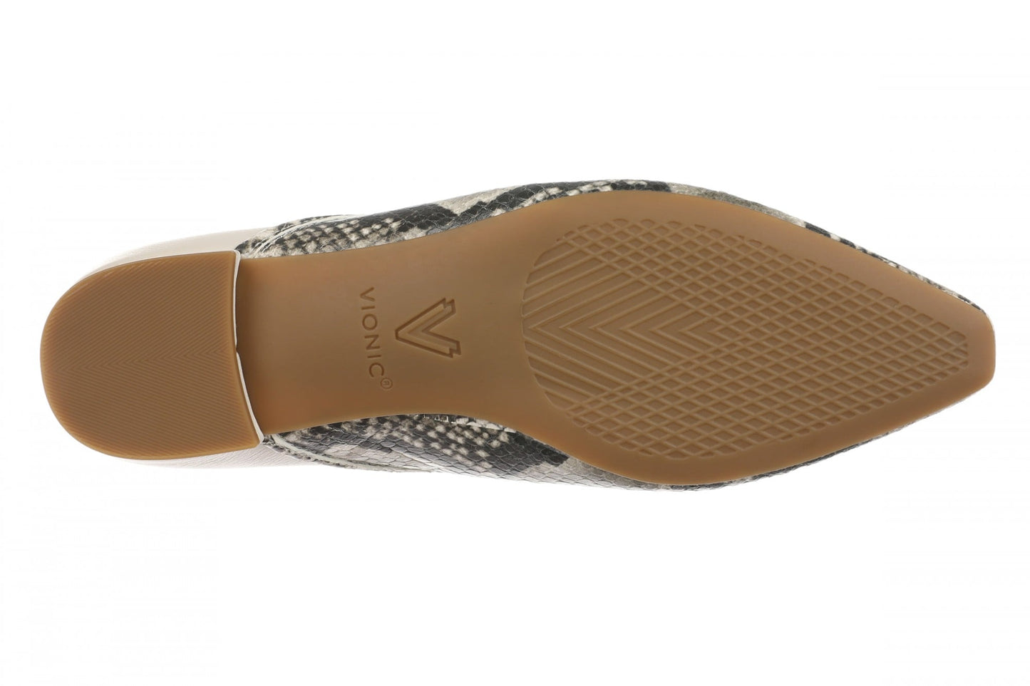 Vionic Gracia Women's Comfort Ballerina Shoe with Arch Support - Cream Snake - Bottom